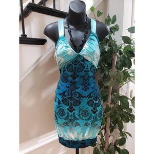 Joyce Leslie Geo Print V Neck Sleeveless Fit & Flare Knee Length Dress Small